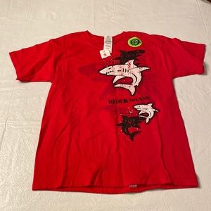 Block Island Kids Red Shark Glow in the Dark T- Shirt- New